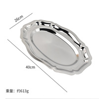 304 roestvrij staal licht luxe massief patroon vintage high-end feestbanket fruit snacks ovale afternoon tea cake dessertbord
