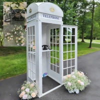 Cabina Telefónica Dorada de Londres Desmontable de Alta Calidad, Elegante y Moderna, para Decoración de Bodas y Eventos, con Audio para Libro de Visitas