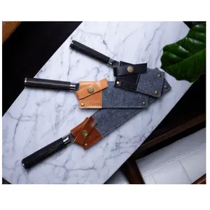 YY Chef Knife Sheath - Leather and Wool Knife Cover and Kitchen Storage