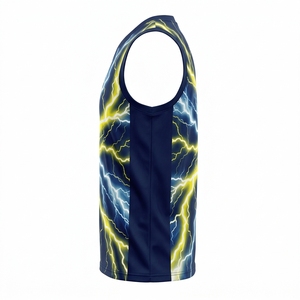Camiseta de Baloncesto Personalizada con Logotipo Luminoso, 100% Poliéster, Malla Transpirable, Unisex, Sin Mangas, Cuello Redondo, Diseño a Rayas - Product Image 3