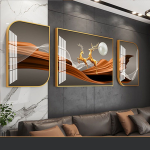 A forma di foglia di nuovo <span class=keywords><strong>design</strong></span> moderno da salotto pittura decorativa da parete di lusso 3 pezzi di cristallo porcellana pittura artistica da parete - Product Image 4