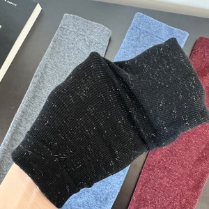 <span class=keywords><strong>Chaussettes</strong></span> mi-mollet en fil d'argent haut de gamme, couleur rouge bordeaux, ajustées, assorties à de petites chaussures en cuir, pour le printemps et l'automne - Product Image 2