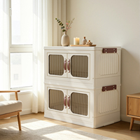 Boîte de rangement en plastique écologique avec roulettes pivotantes, étanche, double porte, pour collations, salon