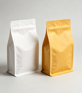 Sachet Doypack en Papier Kraft Qualité Alimentaire avec Fermeture Zip, Couleurs Blanc et Marron, Doublure en Feuille d'Aluminium, pour Snacks, Thé, Noix, Prêt à Expédier - Product Image 3