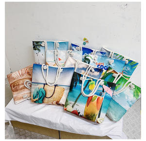 Asiatico <span class=keywords><strong>Zen</strong></span> Bali Smile Face in maglia di poliestere da viaggio da spiaggia Tote Shopping Bag - Product Image 5