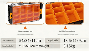 ToolboxStackable <b>Tool</b> <b>Box</b> With Parts Organizer 12 Compartments Plastic Storage Case for Hardware and Accessories Parts Organizer - Product Image 3
