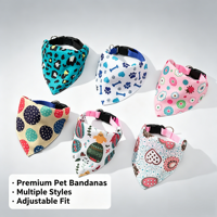 Collier bandana réglable pour chien, écharpe pour animal de compagnie en polyester imprimé, écologique pour chiens de petite et grande taille, plusieurs motifs disponibles