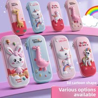 Trousse à crayons créative 3D double couche en EVA pour élèves du primaire et du collège, sac à fermeture éclair PE, vente en gros, cadeau