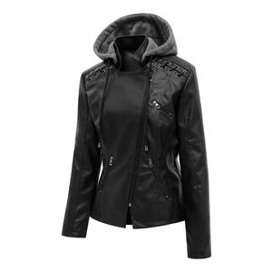 Chaqueta de Cuero Sintético PU Personalizada, Estilo Casual para Hombre y Mujer, con Gorro Desmontable, Fabricante, Una Pieza - Product Image 2