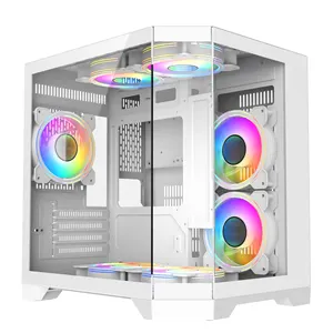 Capa de vidro temperado para PC, caixa de luxo com ventilador USB 3.0 de alta qualidade para PC, com acabamento em vidro temperado, com ventilador RGB e arco-íris, ideal para computador