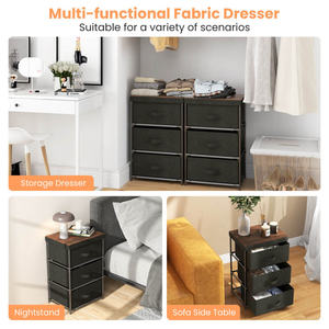 DB 3-Tier Nightstand with Sturdy Metal Frame and Fabric <b>Bins</b> - Product Image 6