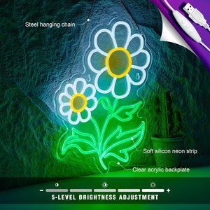 Daisy Flower Neon <b>Sign</b> LED indoor hanging ambient light shop <b>sign</b> wall decoration light entrance indicator light luminous <b>sign</b> - Product Image 2