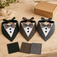Bandana pour chien Tuxedo avec nœud papillon, foulard triangulaire pour chien avec panneau blanc, accessoire de cou en coton pour toutes les saisons S M L