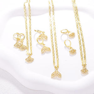 Set di Collana e Orecchini con Pendente a Conchiglia a Coda di Pesce in Oro 18K, Gioielli da Donna in Stile Oceanico, Conjuntos De Joyas De Oro De 18k - Product Image 5