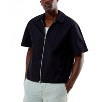 Chemises décontractées à manches courtes pour hommes sur mesure, chemise tissée pour hommes, chemise à manches courtes zippée