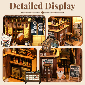 Puzzle 3D en bois DIY style pub japonais, serre-livres Izakaya lumineux à LED pour décoration de bibliothèque et cadeaux créatifs - Product Image 4