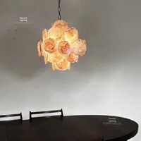 Lustre en verre de Murano italien, style rétro français, salon, salle à manger, lustre rond artistique haut de gamme