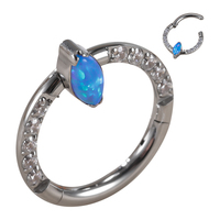 ASTM-Piercing de F-136Titanium, CZ, cara pavimentada con Marquesa, Ópalo y piedra CZ, segmento central, Aro para la nariz