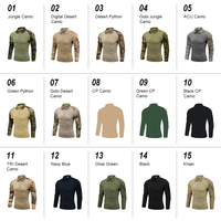 T-shirt tactique de combat noir à séchage rapide, manches longues, camouflage, style grenouillère, pour hommes - Vente en gros