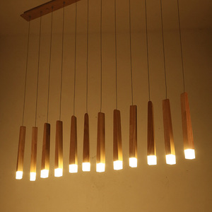 Nordic Style Long Pendant <b>Light</b> Led Wooden Multi Head Chandelier For <b>Dining</b> Room Hotel Coffee Shop Bar Counter - Product Image 3