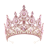 Diadème de Mariée de Luxe en Cristal Rose, Vert, Rouge Champagne et Blanc, Couronne de Strass pour Mariage, Concours de Beauté, Quinceañera, Accessoires Cheveux Femme