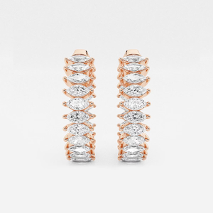 Boucles d'oreilles créoles 3 carats en diamant de laboratoire taille marquise, élégantes et étincelantes, bijoux fins de luxe, cadeau minimaliste pour femme - Product Image 1