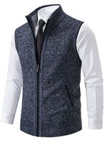 Chaleco de Punto con Cuello Alto y Cierre para Hombre, Chaleco sin Mangas con Bolsillos, Ropa de Abrigo Informal para Otoño e Invierno, Logotipo Personalizado