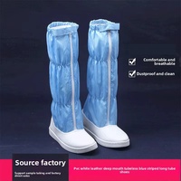 Botas de Trabajo Antiestáticas ESD Personalizadas, Industriales, Resistentes al Polvo, con Parte Superior de Cuero Azul Reutilizable y Suela de TPU, Unisex, para Laboratorio y Cuarto Limpio