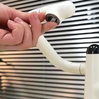 Robinet de lavabo à affichage numérique - Robinet de lavabo pliable en laiton blanc crème Robinet de salle de bain avec interrupteur eau chaude et froide pour évier