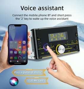 Bqcc 2DIN phổ 12V đài phát thanh xe hơi ai ứng dụng bằng giọng nói xác định vị trí Stereo Đèn biến FM Receiver Aux-in USB BT MP3 Máy nghe nhạc khuếch đại - Product Image 2