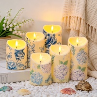 Lampe à bougie électronique LED à flamme simulée avec télécommande, motif hortensia, lumière décorative pour une ambiance romantique - Vente en gros