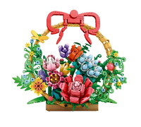 Set de Bloques de Construcción de Cesta de Flores Personalizada de 652 Piezas, Kit de Modelo Botánico Realista, Juguete de Construcción STEM, Regalo Educativo para Niños