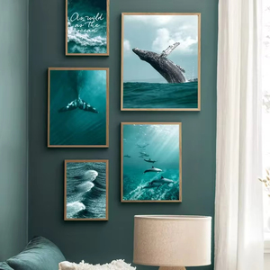Nature Ocean Animal Whale Breaching Tail Dolphin Wall Art <strong>Canvas</strong> <strong>Painting</strong> Waves Seascape <strong>Turtle</strong> Poster Living Room Home Decor