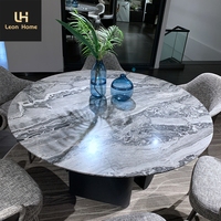 Ensembles de tables à manger rondes en marbre d'acier inoxydable italien ensemble de table à manger moderne de luxe de 6 chaises
