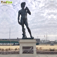 Statue de David grandeur nature en bronze YOUFINE, style grec et romain, pour jardin, à vendre, sculpture d'art célèbre