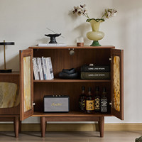 Buffet en bois noir de style mid-century modern, armoire de luxe, meuble de rangement pour salon, console décorative pour la maison