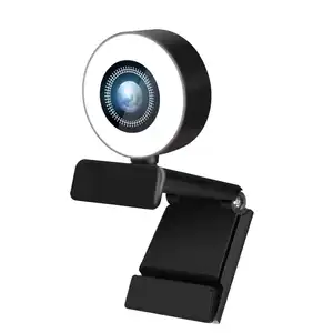 会議用デスクトップミニwebカメラ用マイクフィルライト付き360度回転可能hdウェブカメラ