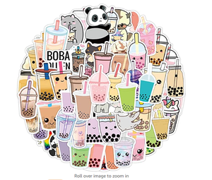 Paquete de pegatinas bonitas a prueba de agua perfectas para MacBook Boba Stickers 50 piezas, Bubble Tea Milk Tea Vinyl Decal - Product Image 2