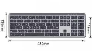 คีย์บอร์ดไร้สาย OEM แบบ Ergonomic สำหรับเดสก์ท็อป โหมดคู่ 2.4G ชาร์จซ้ำได้ เสียงเงียบ - Product Image 2
