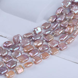 Perles d'eau douce naturelles baroques carrées de 18 cm, 11-13 mm, bande courte, blanches/roses, perles en vrac pour la fabrication de bracelets faits main, vente en gros - Product Image 5