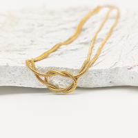 Collier EManco tendance minimaliste en acier inoxydable, étanche, inaltérable, double couche, chaîne serpent ronde avec nœud, idéal pour les soirées
