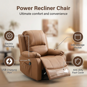 Fauteuil inclinable électrique de loisirs en <span class=keywords><strong>cuir</strong></span>, design moderne, dossier réglable, pour salon – Canapé inclinable électrique - Product Image 3
