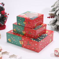 Emballage créatif pour cupcakes de Noël avec fenêtre, boîte cadeau rectangulaire en papier kraft transparent