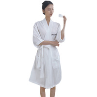 Peignoir pour femme en pur coton à manches longues, double gaze, uni, absorbant, écologique et respirant, idéal pour l'été, l'automne et le printemps
