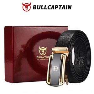 Ceinture en cuir véritable de luxe pour homme BULLCAPTAIN, boucle automatique en alliage, ceinture décontractée pour affaires, coffret cadeau haut de gamme pour offrir - Product Image 1