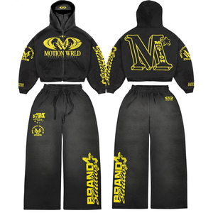 Custom Embroidery Printed Breathable Eco-Friendly Winter Women's <b>Skinny</b> Hooded Full Zip Hoodie & <b>Jogger</b> Pants Lounge Wear Set - Product Image 1
