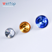 WELLTOP Aksesori mebel, perangkat keras kaca kristal warna-warni dekorasi tombol jahit Sofa DIY