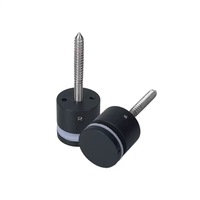 HL Support de rail en verre sans cadre en acier inoxydable moderne, finition noir satiné brossé, avec filetage interne réglable, pour escalier, villa, hôtel