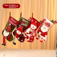 Chaussettes de Noël pour enfants et personnes âgées, décorations de maternelle, bonbons, bijoux, motif Père Noël et bonhomme de neige, Joyeux Noël, 57x20cm