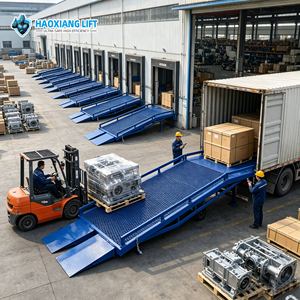 Rampe de quai mobile manuelle en acier HAOXIANG DCQ-20260617, capacité 8T-12T, <span class=keywords><strong>hauteur</strong></span> de levage 1680mm, pente <span class=keywords><strong>6m</strong></span>, pour chariot élévateur, personnalisable - Product Image 1